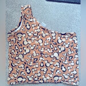 Wild rich kids Leopard Mickey cropped one shoulder tank size large